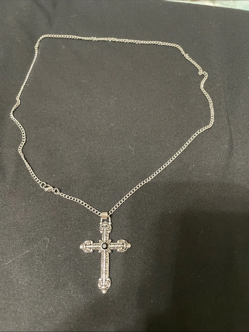 Silver Cross Pendant Necklace - Silver
